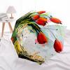 1pc Floral Abstract Automatic Folding Umbrella, Sturdy And Durable Automatic Folding Umbrella with 8 Ribs, Convenient for Outdoor Use194