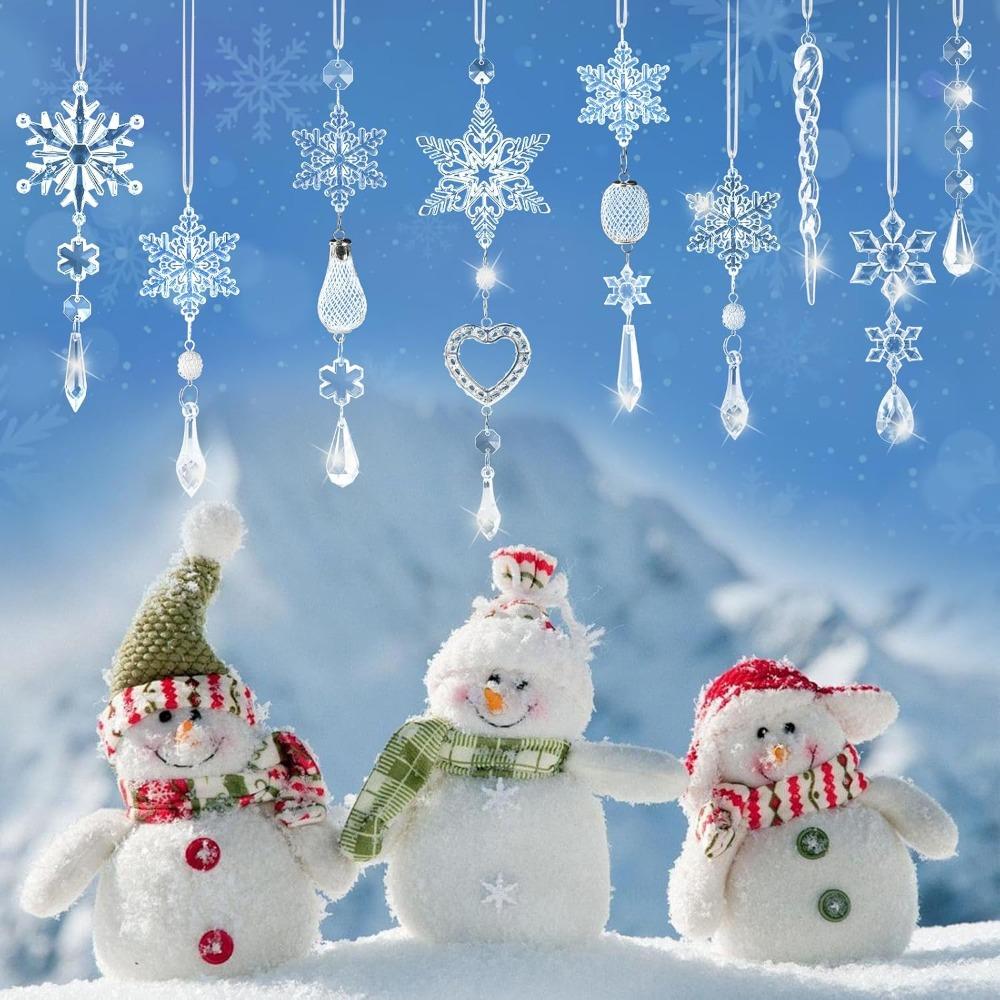 21pcs Crystal Ornaments Christmas Tree Decorations Christmas Tree Pendants Drops & Finials Ornaments Sparkling Dazzling Festival Party Decoration