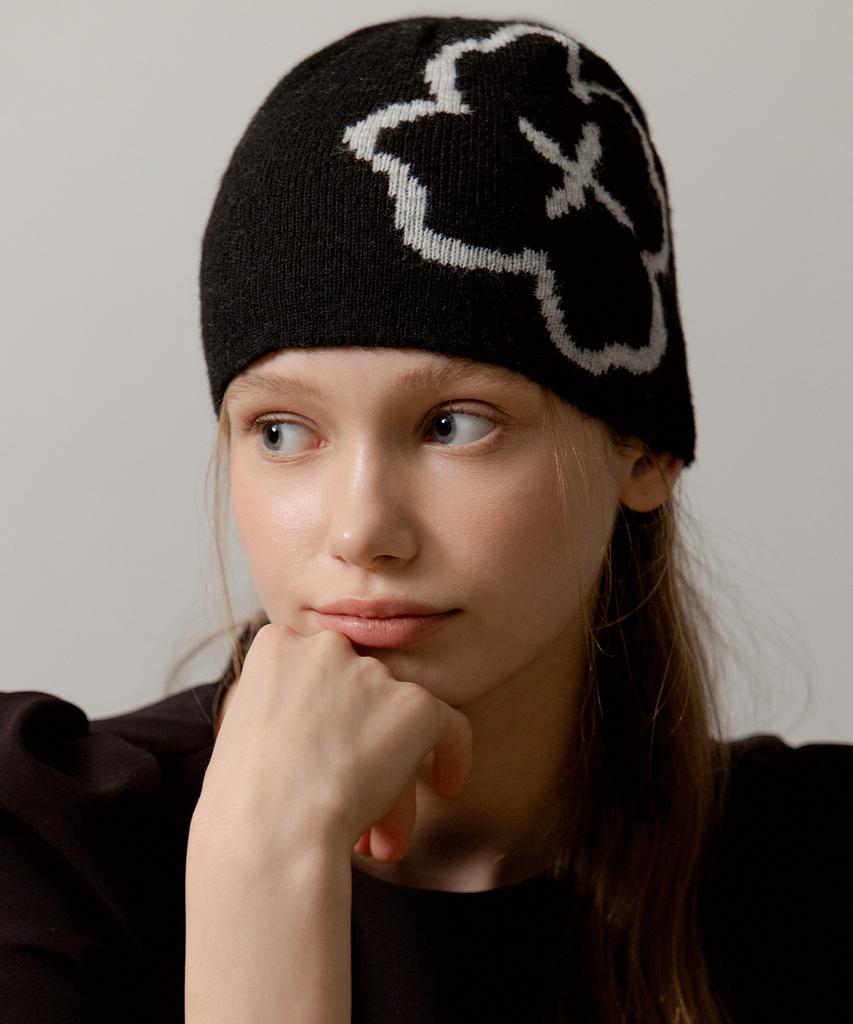 Tatiana Sketch Flower Knit Beanie Ht8244 2 Colors