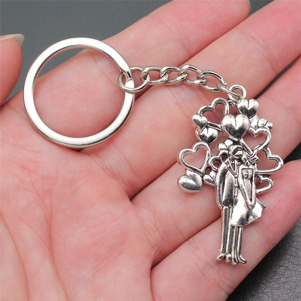 28mm Key Ring Couple Heart Love Minimalist Jewelry Components QY016