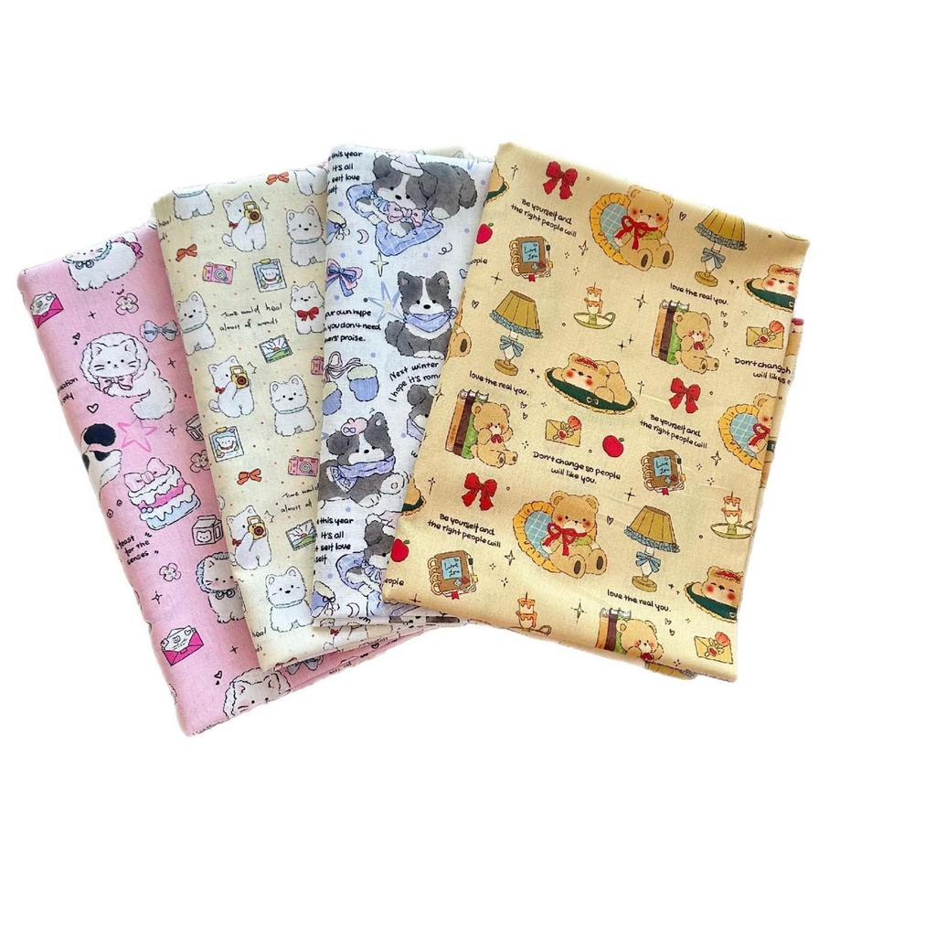 100% Cotton Digital Print Fabric: Korean Style Cartoon Animal & Floral Design for Women's, Children's Clothing & Homewear DIY