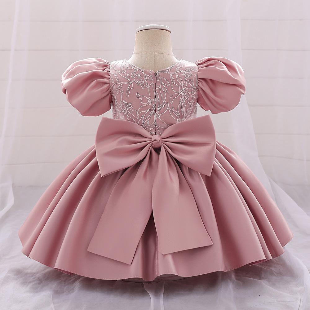 Summer Flower Bow Princess Newborn Kids Dresses for Girls Lace Ball Gown Wedding Bridemaid Prom Party Girl Dress Birthday Child Costume