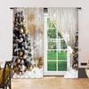 Set Of 2 Christmas Tree Snowflake Window Curtain Polyester Material Landscapes Print Bedroom Living Room Curtains Made Sitting Treatment