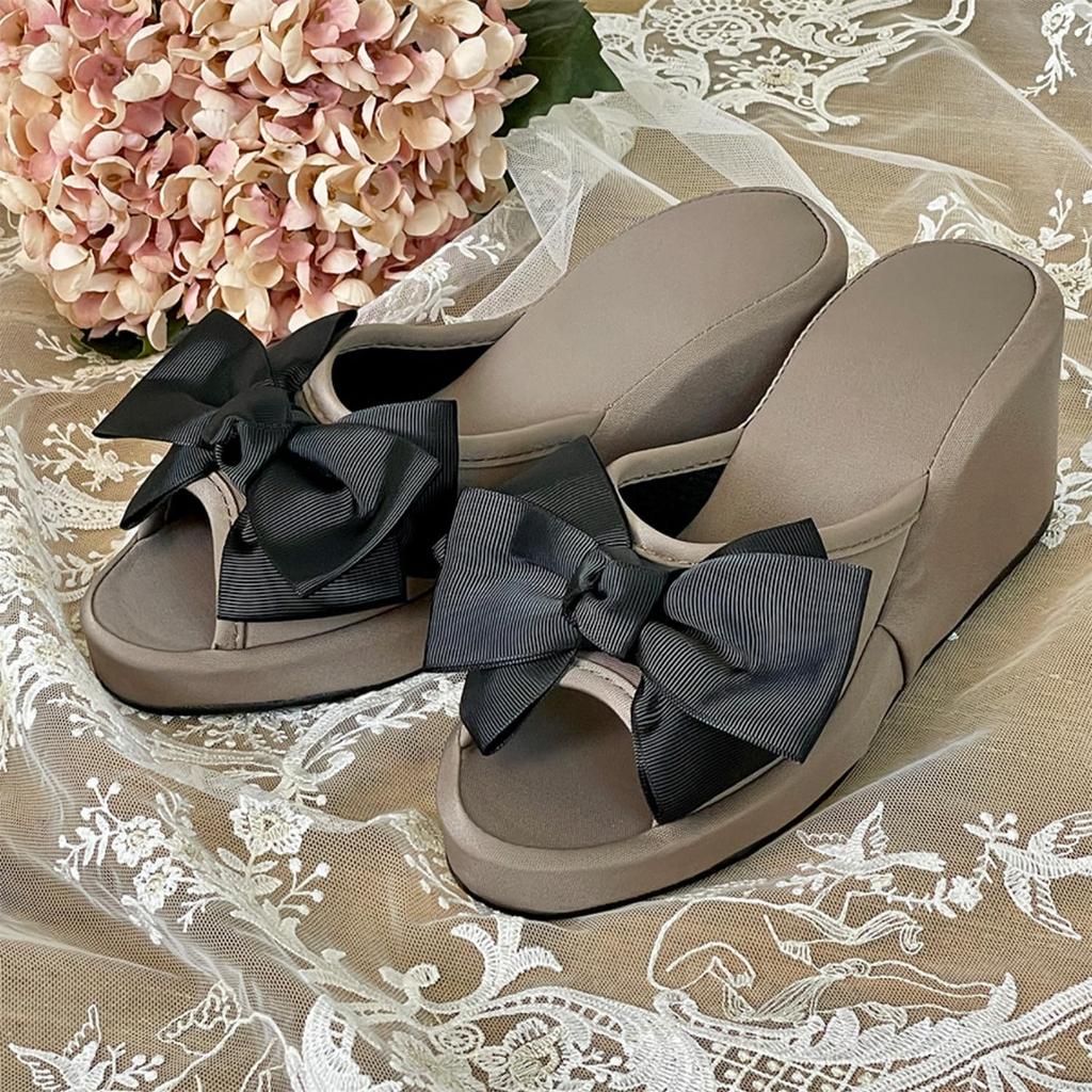 Vivienne 8cm Heel Room Greige Size PVC Platform High Suitable for Beauty Salons and Nail (Vivienne Westwood) Shoes, Ribbon, Black, 23.5cm, Sole,