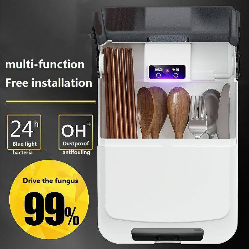 Uv Disinfection Cabinet Kitchen Wall-Mounted Fork Spoons Disinfection Chopstick Rest Drain Rack