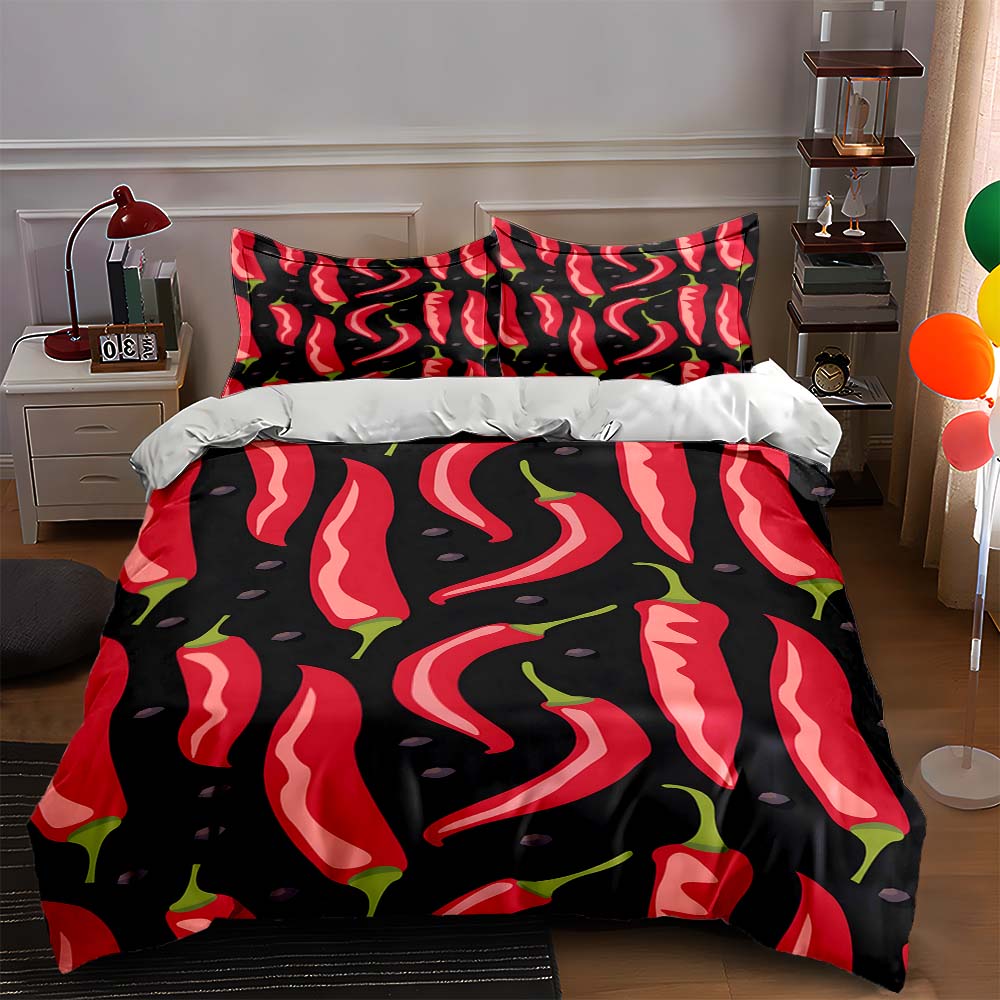 

Chili pepper motif. Bedding Duvet cover sets Duvet covers Pillowcases gifts (1 * Duvet Cover 2 * Pillowcases, without duvet insert) 135x200cm
