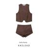 Kaslead New Women Clothes Western Style Rivet Suede Effect Vest Shorts 5063831 5063809