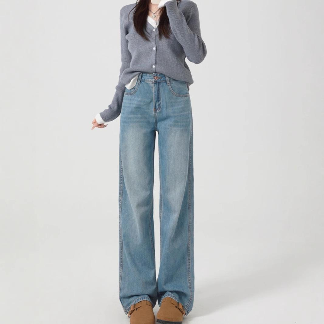 

2024 Autumn/Winter Women s High Waist Slimming Retro Jeans - Narrow & Wide Leg Options XL світло-синій колір