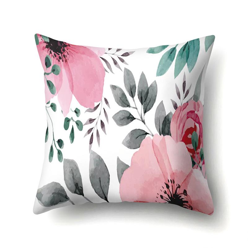 Polyester Pillowcase Plant Decoration Home Printed Pillow Car Waist Cushion Sofa Bed Head Cushion Cover