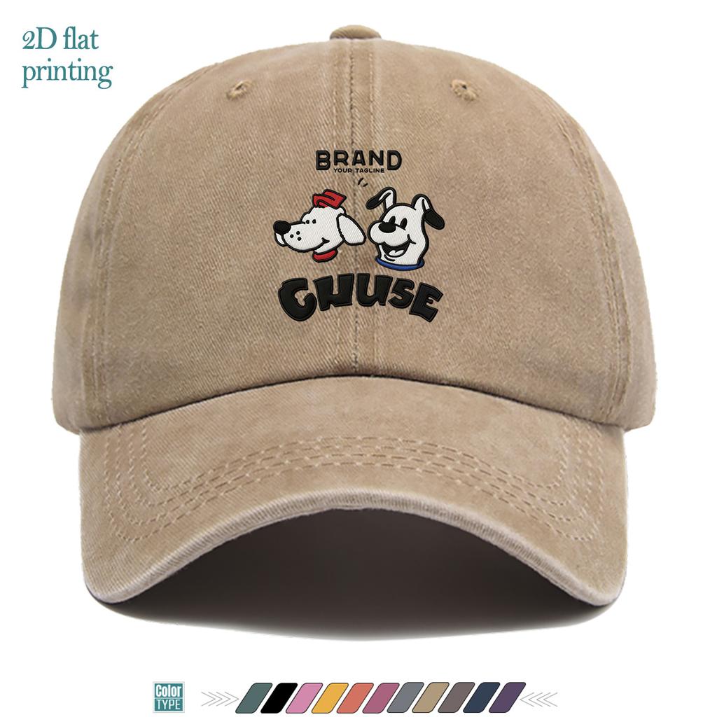 pc Double Dog Fun Cartoon Pattern Printed Baseball Cap Fashionable Cool Individual Design Comfortable Breathable Duckbill Hat