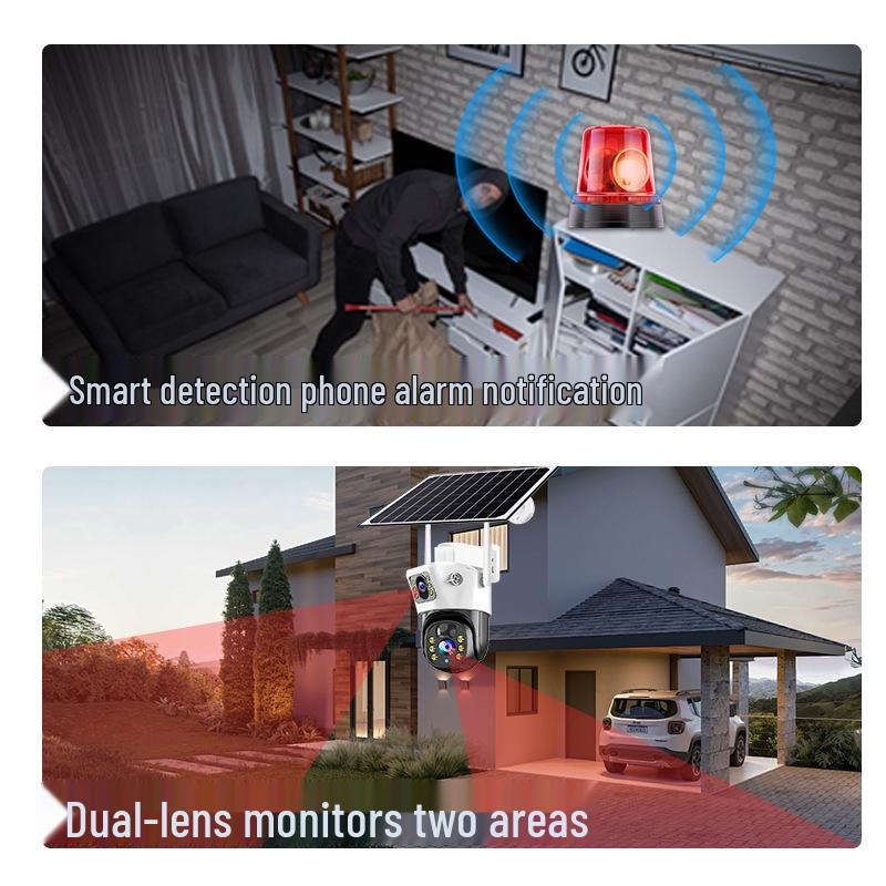 4G Solar Dual-Lens PTZ Outdoor Waterproof Camera with Offline Capability