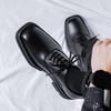 Men Fashion Square Toe Shoes Lace-up Oxfords Shoe Punk Rock Dress Black Stylish Genuine Leather Footwear  Designer Sneakers