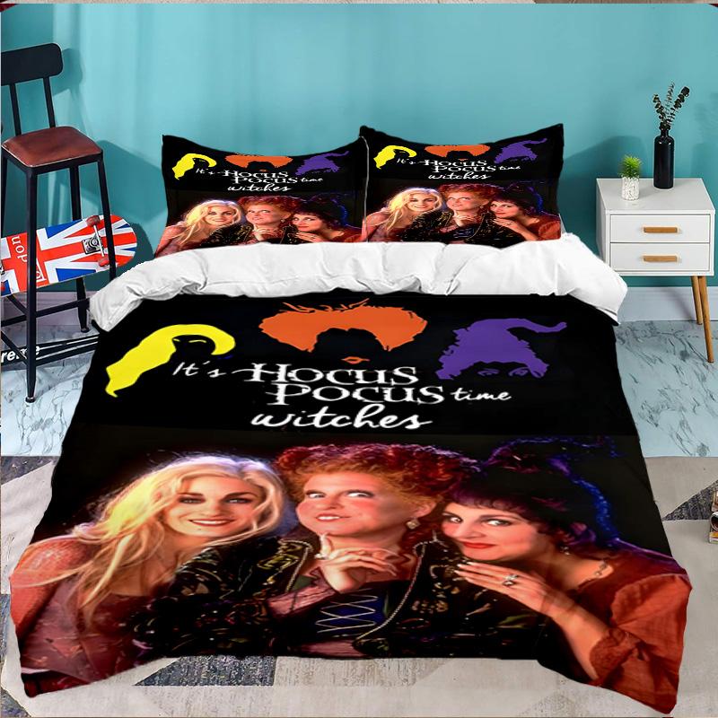 Hocus Halloween Night 3pcs Bedding Set,Including 1pc Duvet Cover And 2pcs Pillowcases Perfect Gift for Christmas,Ideal for Bedroom, Dormitory