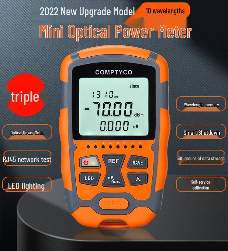 Three-in-One Network Optical Power Meter Tester AUA-MC7/M5: Mini Optical Wave Meter & Light Source Inspection (-70~+10dBm)