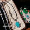 Brazilian Chalcedony Agate Gemstone Bracelet, Water Spirit And Rich Beans, Ice Blue Para Snowflake Zircon, Necklace.