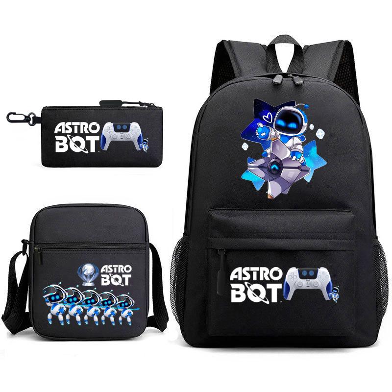 Neuer Astro-Bot, kosmischer Roboter, dreiteiliges Set, Schultasche, Umhängetasche, Federmäppchen, Rucksack.
