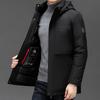 Winter Hooded Business Cotton Coat for Middle-aged and Elderly Men, Medium-length One Piece