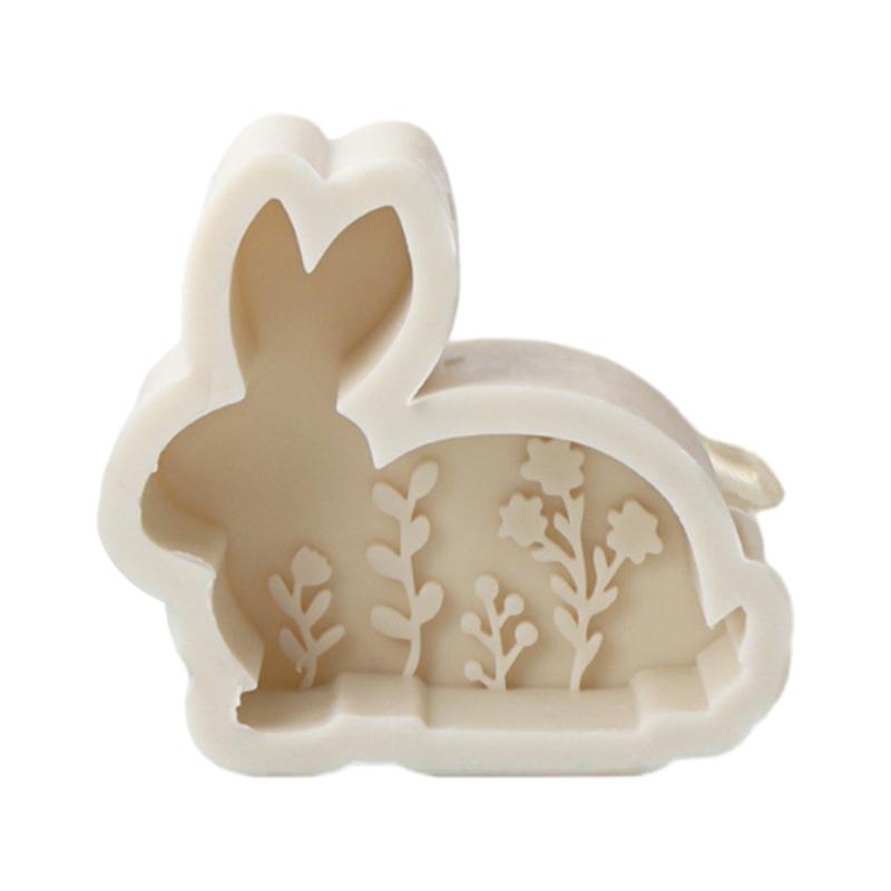 Embossed Flower Rabbit Silicone Mold DIY Wax Candle Molds Aromatherapy Casting Mould Handmade Animal Theme Ornament