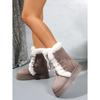 2025 Fall/Winter Women's Snow Boots with Fleece Lining, Thickened Sole, Height-Enhancing Design, Leather & Fur Combination, Cotton-Lined Warm Boots