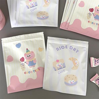 10 Stück süße Cartoon-Verpackungsbeutel, selbstverschließend, kreative Aufbewahrungstasche für Snacks, Süßigkeiten, Kekse, Kawaii-Geschenkdekoration, Verpackungsbeutel