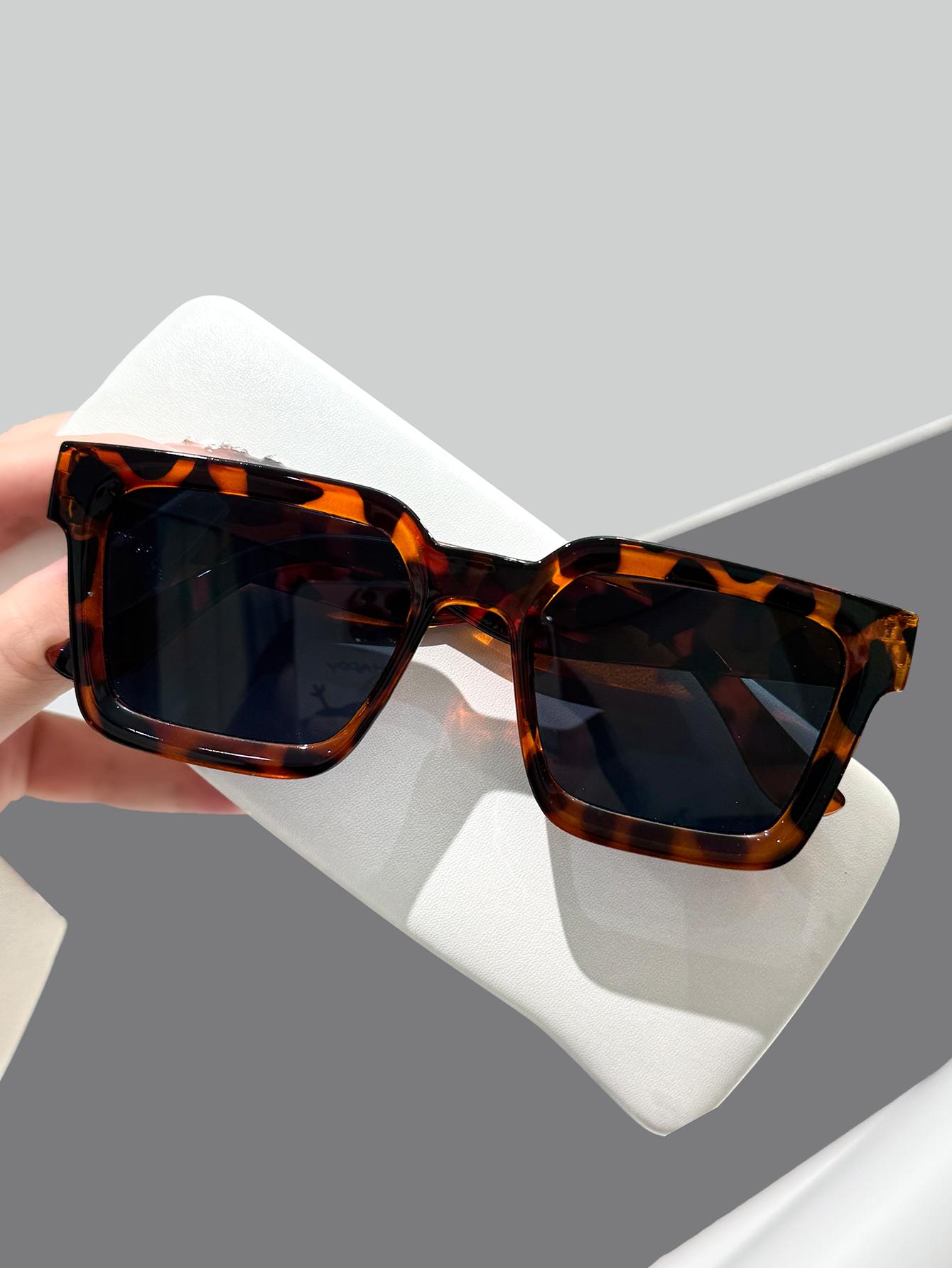 

1Pc Trendy Fashion Tortoiseshell Square Frame Sunglasses Casual Simple Stylish Unique Item Fashion Photography Party Gathering
