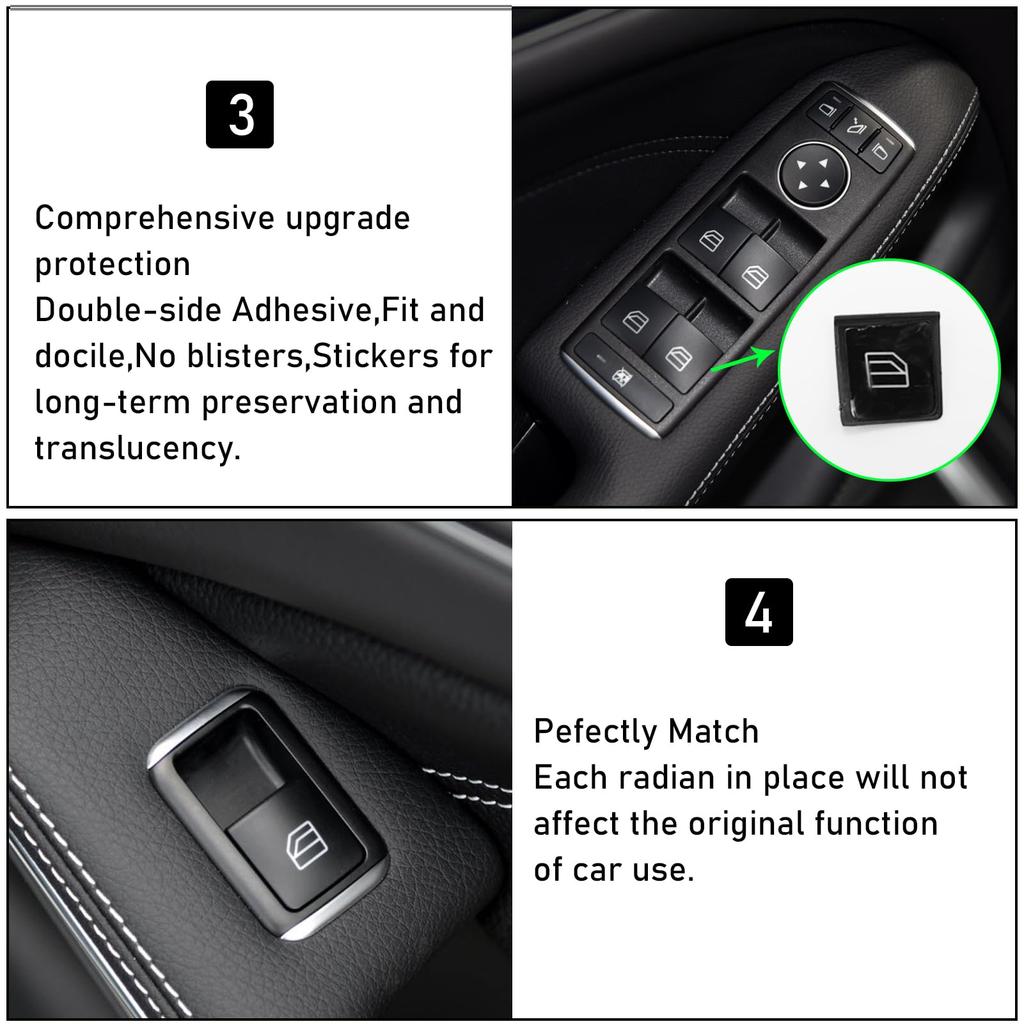 Moonlinks Inner Door Power Window Switch Button Cover Trim Sticker Replacement for Mercedes Benz