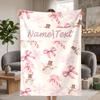 Pink Christmas Custom Flannel Blankets Soft Warm Cozy Throws for Home Decor Holiday Gifts