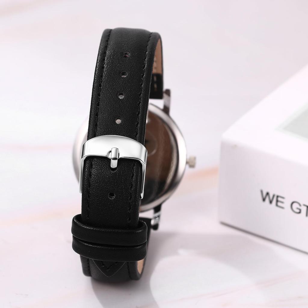 Watch with Genuine Leather Adjustable Quartz Watch for Large Stylish Casual Perfect for or as a Gift for Her Women's Strap, Waterproof, Length
