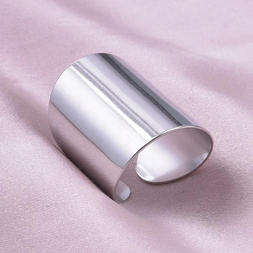 Chunky Unevenness Wide Ring Open Stainless Steel Rings For Women Men Accessories Indian Jewelry Vintage Finger Bague Femme Gift