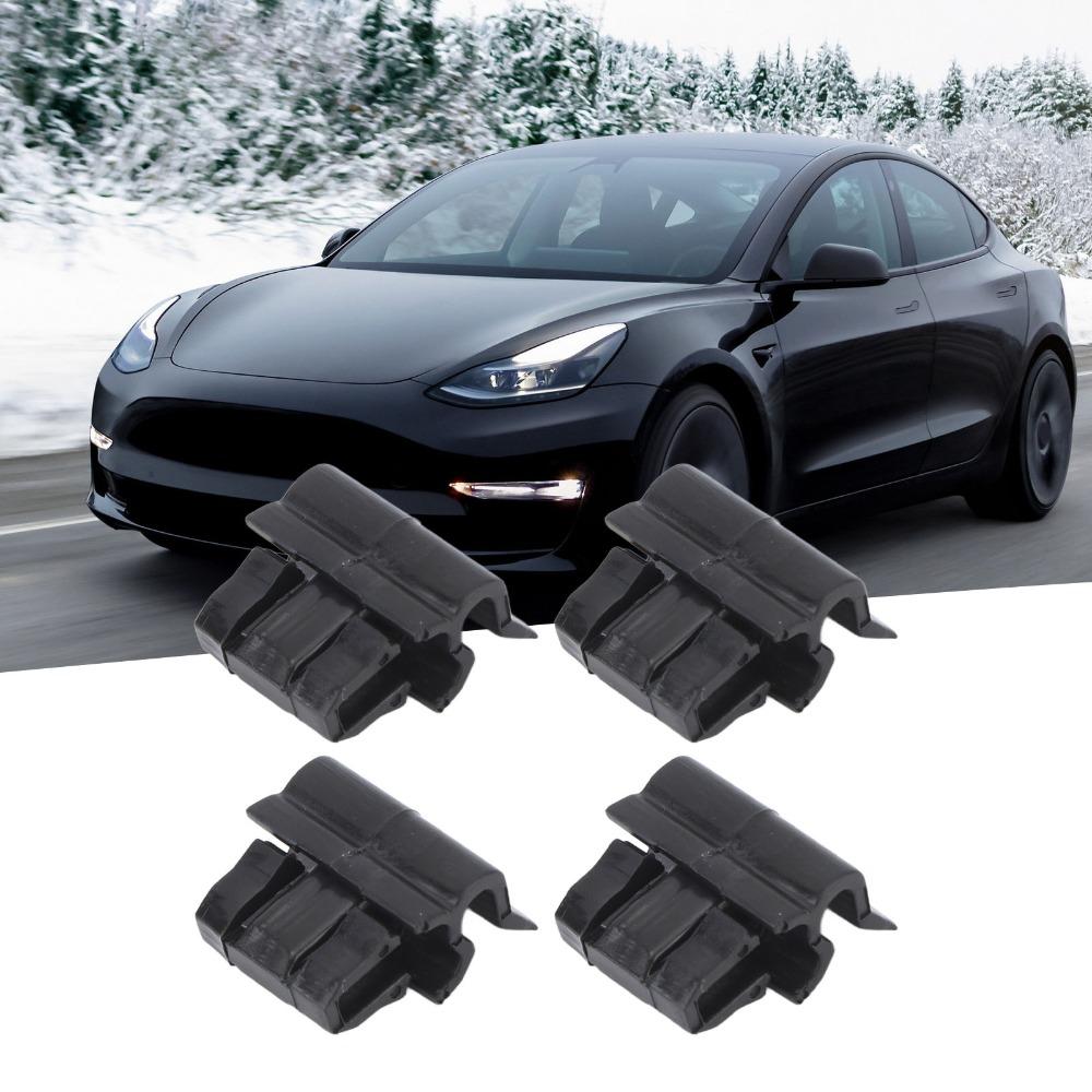4pcs Set 1472872 00 C Front Bumper Buckle 1106961 00 C Black Hood Buckle Hood Trunk Clip for Tesla Model 3 2017 To 2025
