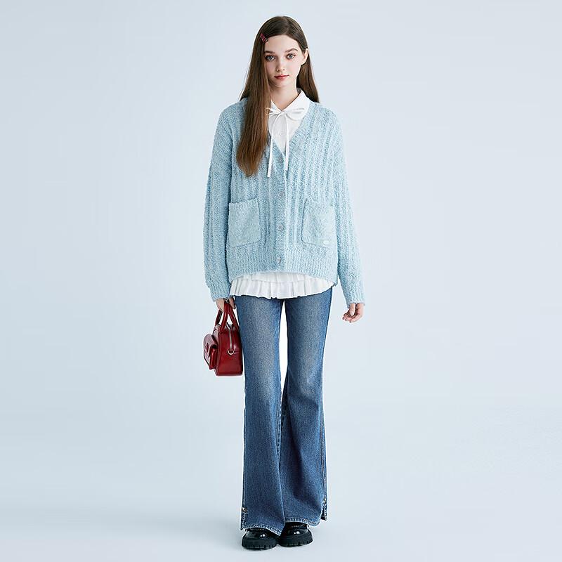 LEDIN Textured V-neck Cardigan