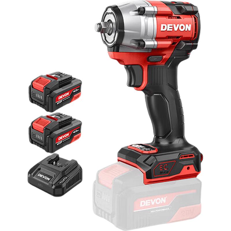 Llave de impacto inalámbrica sin escobillas Devon 20V 550Nm Enchufe CN (adaptador incluido)