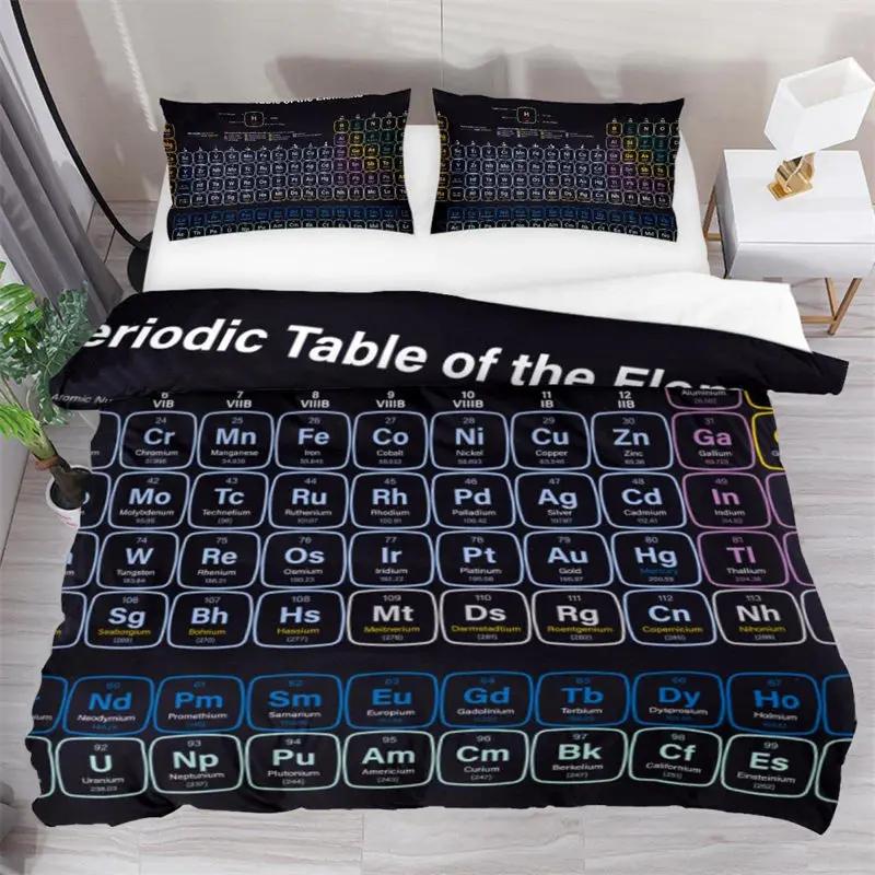 Periodic Table Of Elements Duvet Cover Science Bedding Set Microfiber Chemistry Lovers Learning Image For Kids Teens Adult Decor