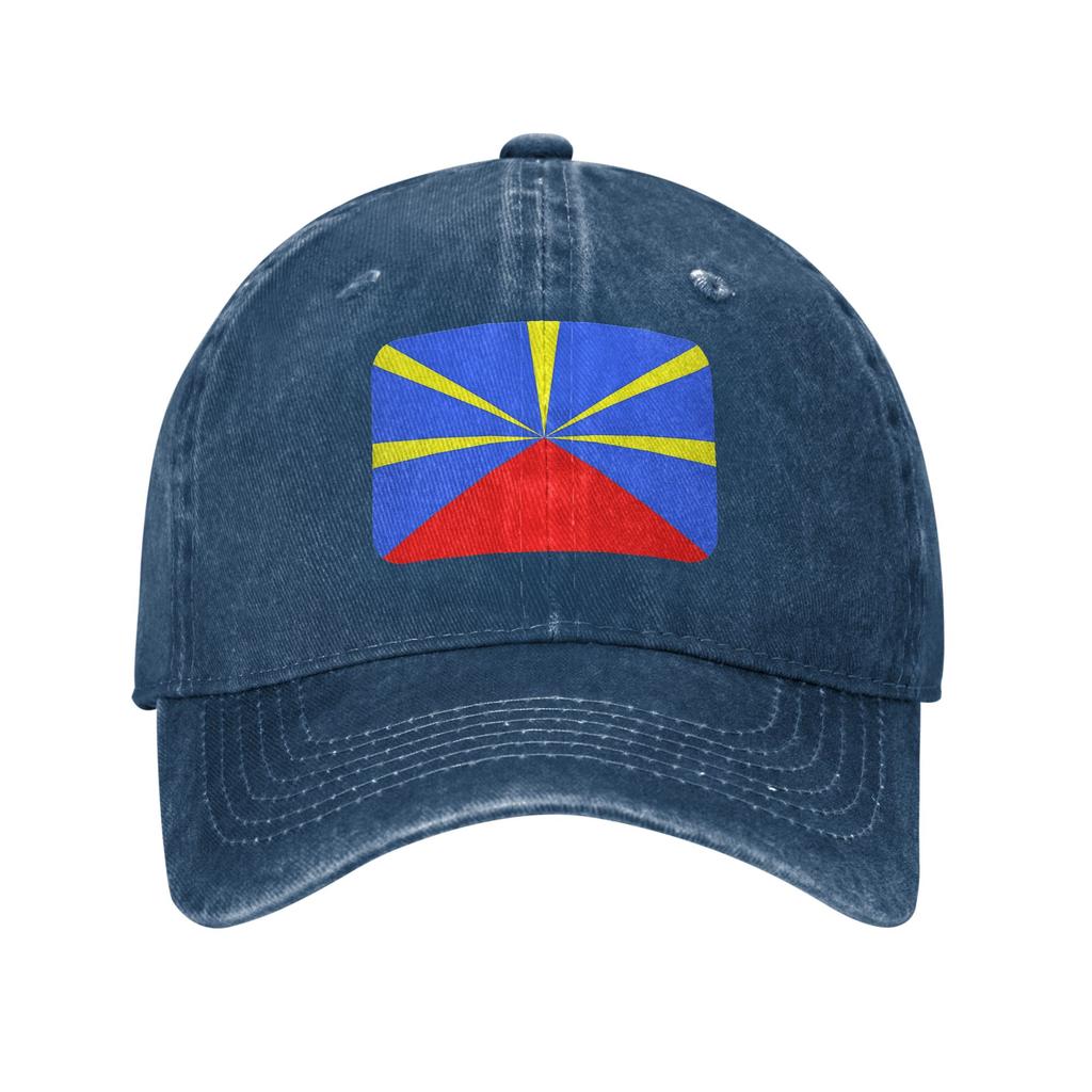 974 Reunion Island Flag Washed Denim Cap Casual Baseball Caps Adjustable Hat Summer Unisex Baseball Hats
