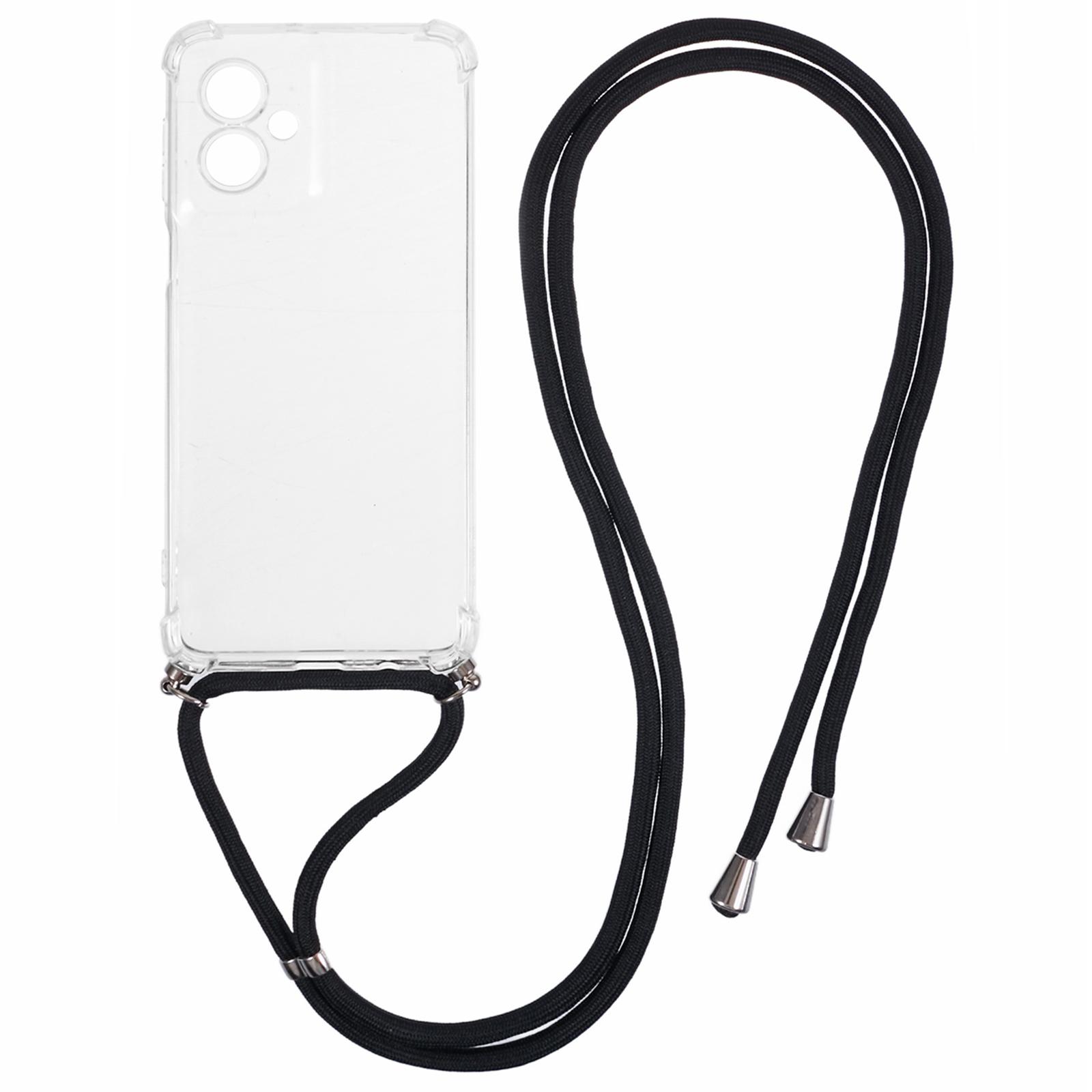

For Motorola Moto G55 5G Case Reinforced Corner TPU Clear Phone Cover with Lanyard Style A