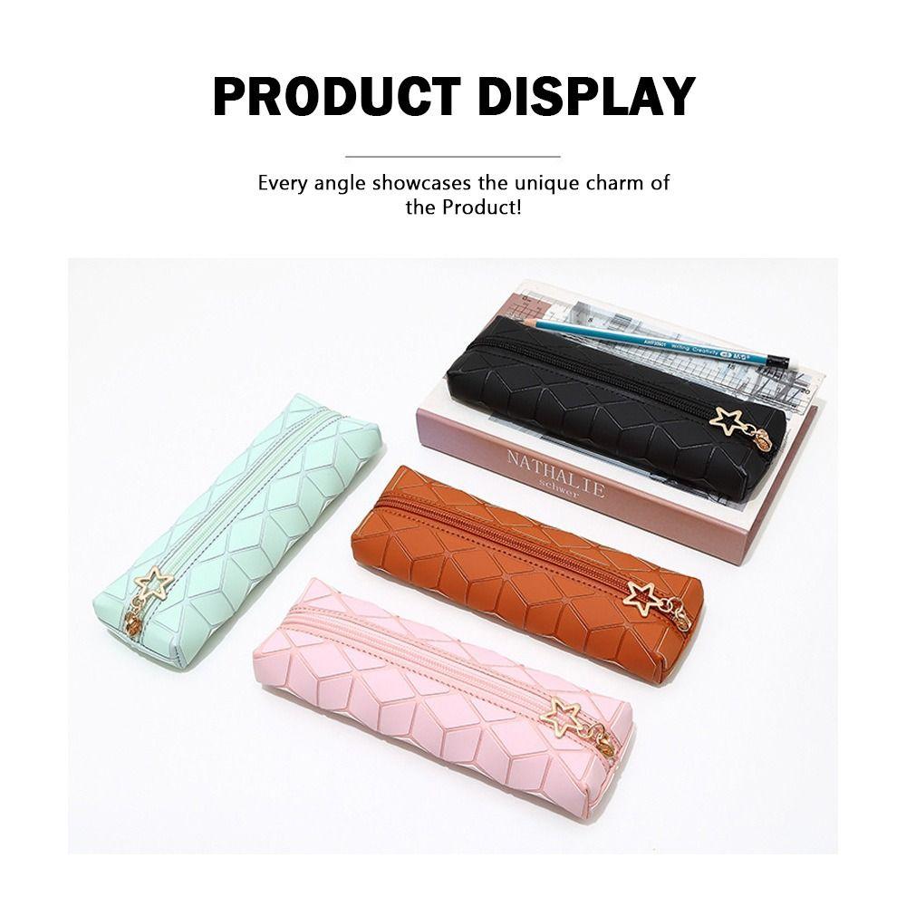 Portable Pen Bag PU Leather Stationery Storage Bag New Stationery Organizer  Students Gift