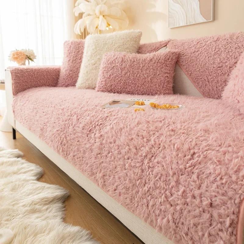 

Современная мода, супер мягкое длинное плюшевое полотенце для дивана, зимнее толстое противоскользящее универсальное секционное покрывало для дивана, стеганый бархатный чехол для дивана