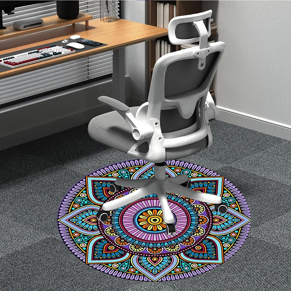 1pc Mandala Pattern Office Round Area Rug, Under Office Chairs Bedroom Living Room Home Decor, Room Deco