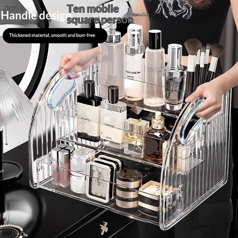 Transparent Acrylic Cosmetic Organizer Multi-Tier Desk Stand Household Storage for Makeup Skincare Lipsticks Brushes