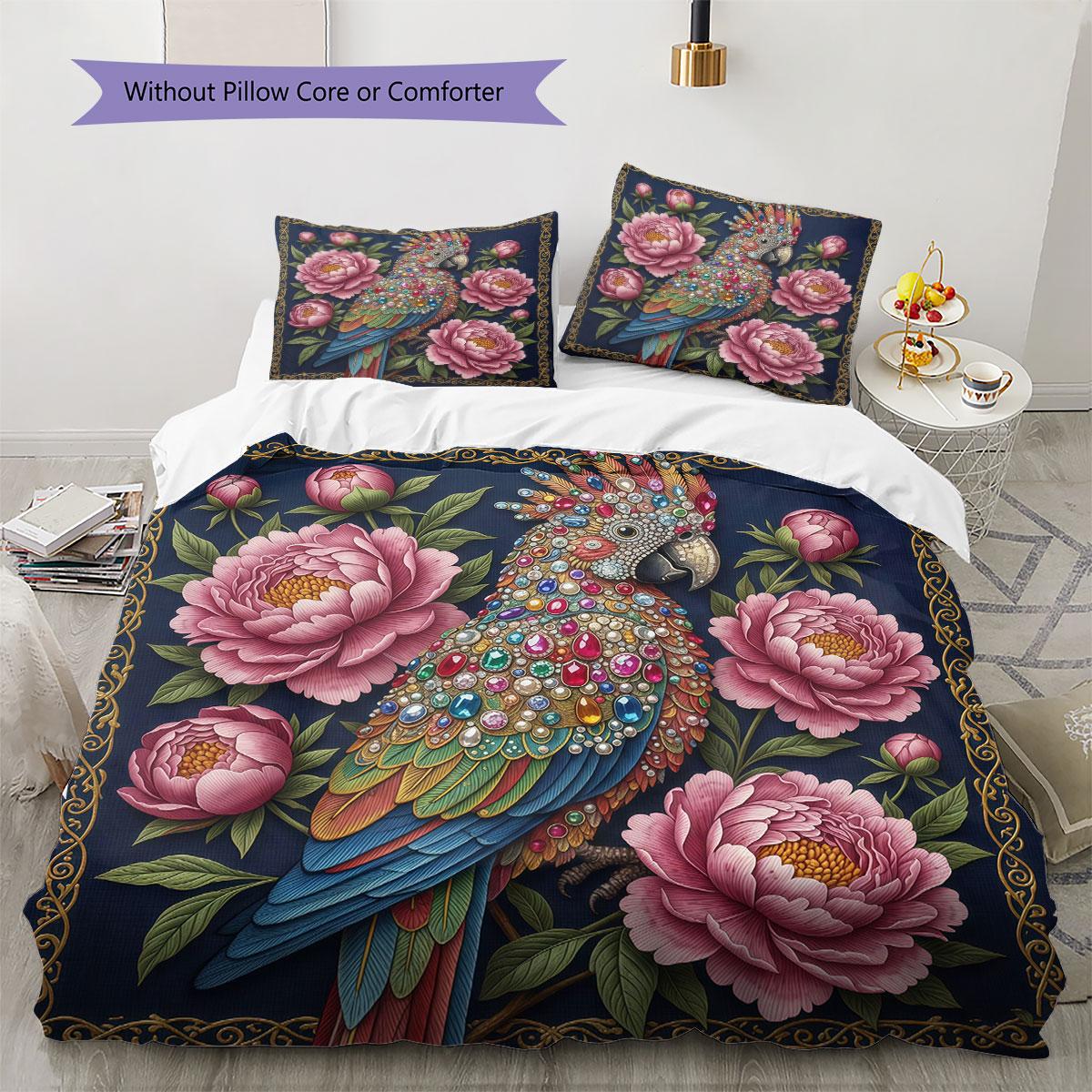 

Flowersbirds Pattern Bedding Quilt Set Quilt Cover Pillowcase Home Decoration Birthday Gift (1 * duvet cover + 2 * pillowcase, without core) 135x200cm