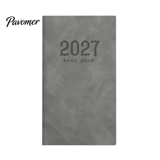Gift for Students Professionals 2027 A6 Weekly Planner, 365 Day English Schedule Pocket Notebook Compact Travel Diary with Ribbon Bookmark,