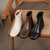 After autumn and winter, zipper square head medium boots, new low-heeled large-size women's boots, square heel comfortable Korean version of wome