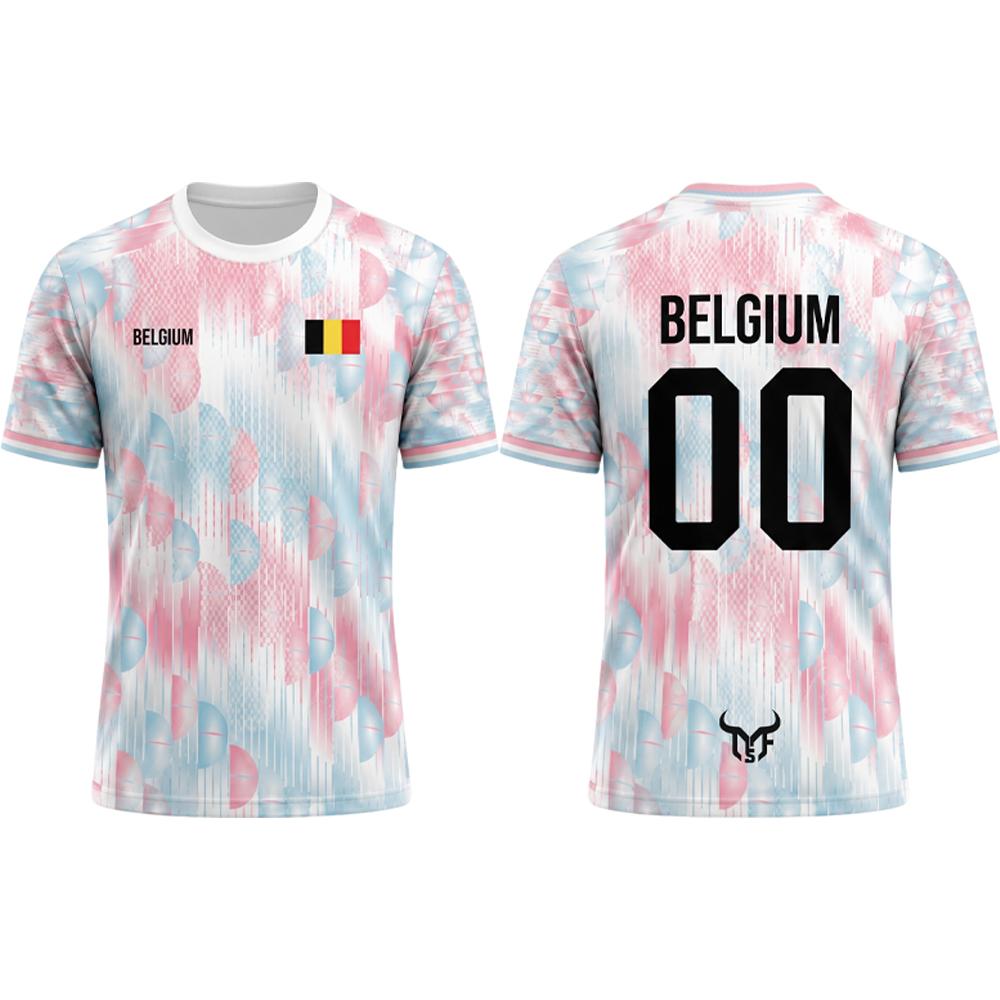 2026 Neue Belgien Flagge Print Fußballtrikot Sommer Herren Schnelltrocknend Atmungsaktiv Fußball Trainings-T-Shirt Unisex Lässiges Sport Oberteil
