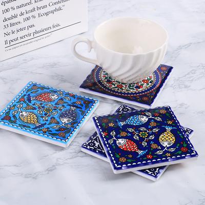 1 bucată Ceașă din ceramică Coaster Cafea Băuturi Covoraș de masă Mandala Model Suport de plasat anti-alunecare Tampă termoizolatoare Bucătărie