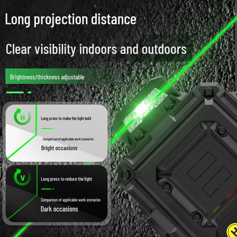 12-Level Precision Green Laser Line: 16 High-Intensity Lines for Indoor/Outdoor Use