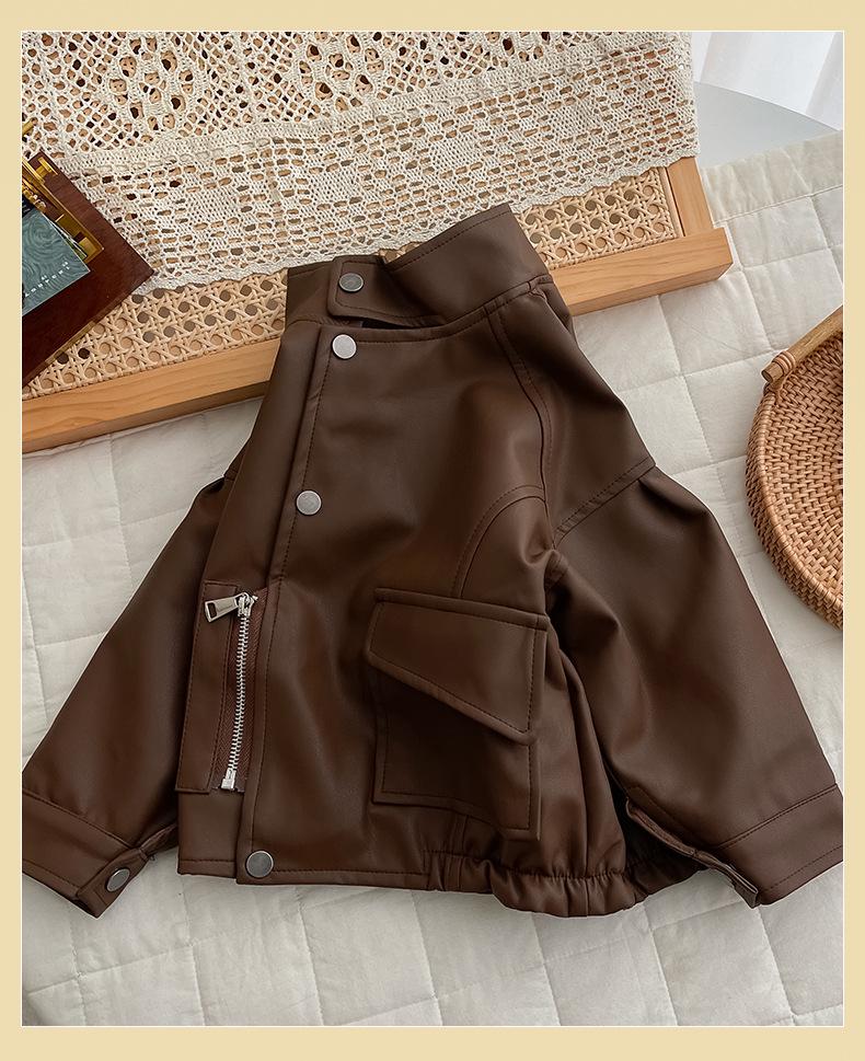 Stylische Leder-Motorradjacke für Jungen - 2025 Frühling/Herbst Koreanische Mode