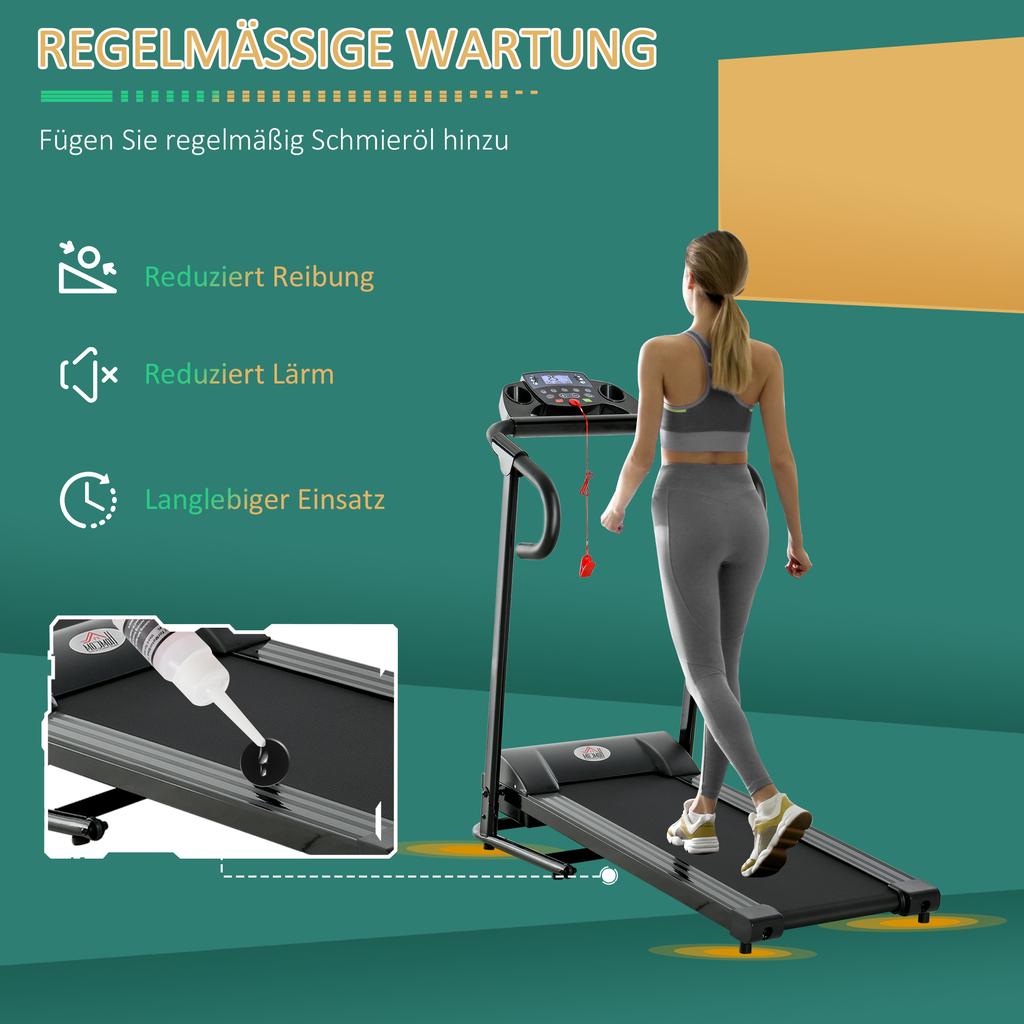 Electric Treadmill, Foldable, with LCD Display, Speed 0.8-10km/h and 3 Programs, Power 500 W, 123 x 62 x 117 cm, Black