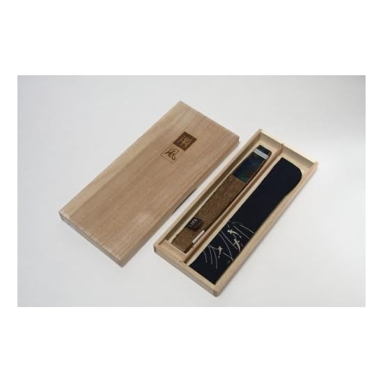 [Hasegawa] Kyoto Folding Fan, Kasumi (Mist) Pattern, Navy, Men's 60-Rib Fan, Includes Ayu (Sweetfish
