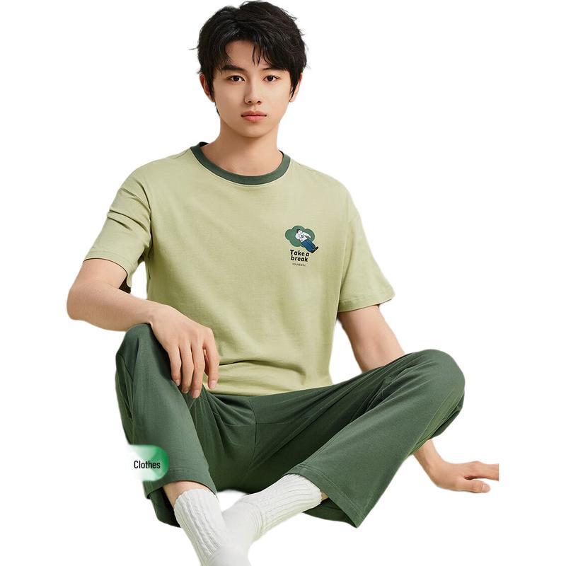 Men s 100% Combed Cotton Short Sleeve Pajama Set 2XL