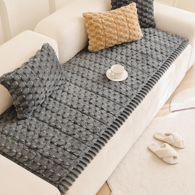 1pc Solid Color Sofa Cushion Direct-row Design Thickened Plush Velvet Non-Slip One-Piece Couch Seat Covers Sofa Pads 70x150cm 5390₽